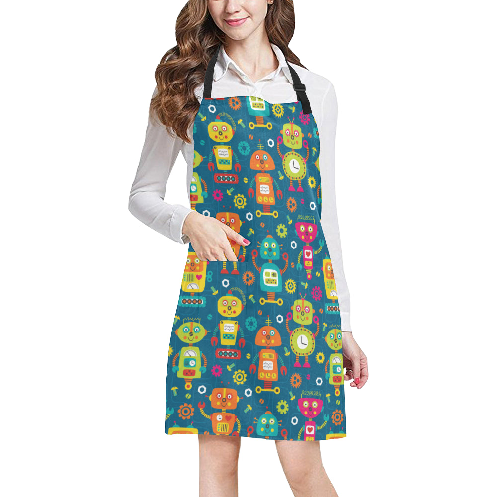 Robot Pattern Print Design A04 Apron with Pocket