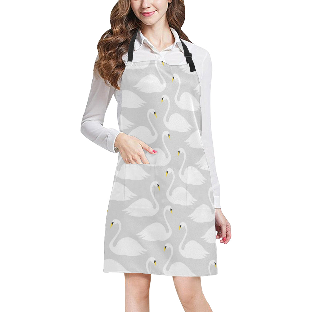 Swan Pattern Print Design 02 Apron with Pocket