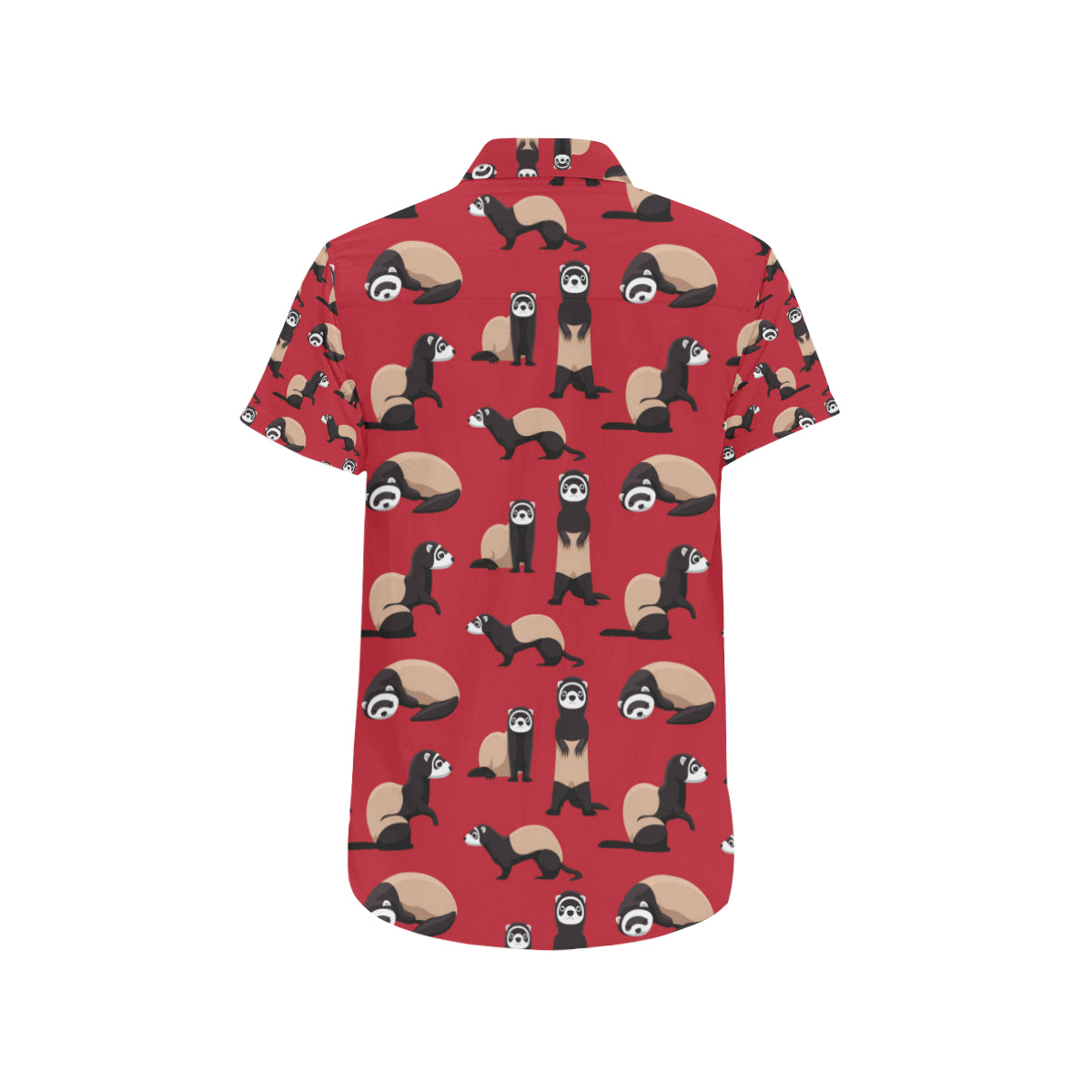 Ferret Pattern Print Design 02 Men's Short Sleeve Button Up Shirt