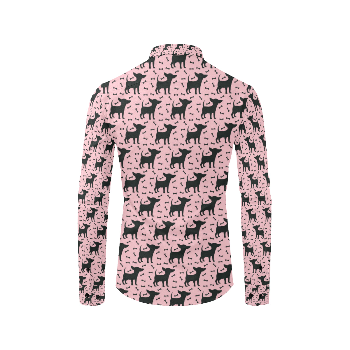 Chihuahua Pink Print Pattern Men's Long Sleeve Shirt