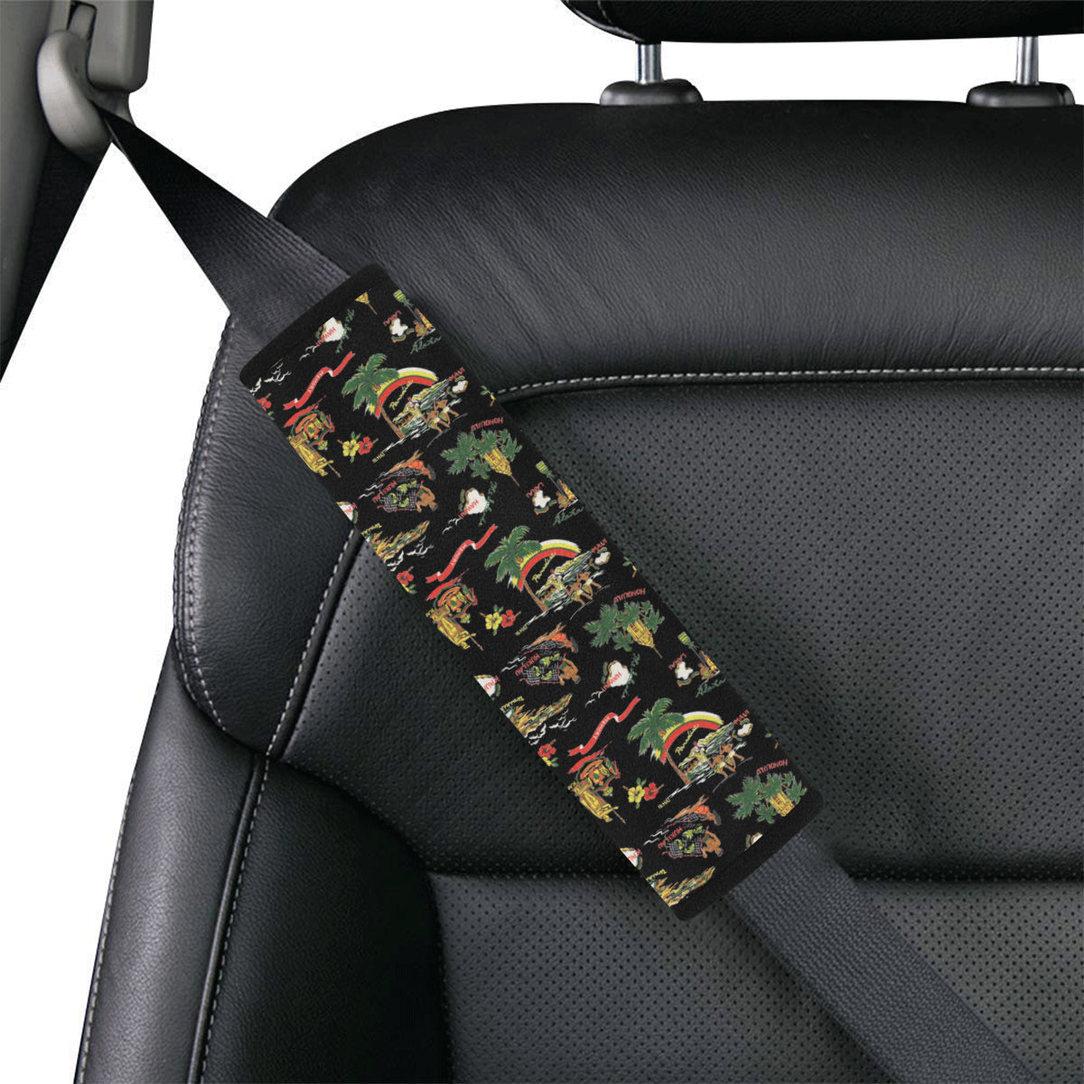Hawaiian Island Themed Print Car Seat Belt Cover
