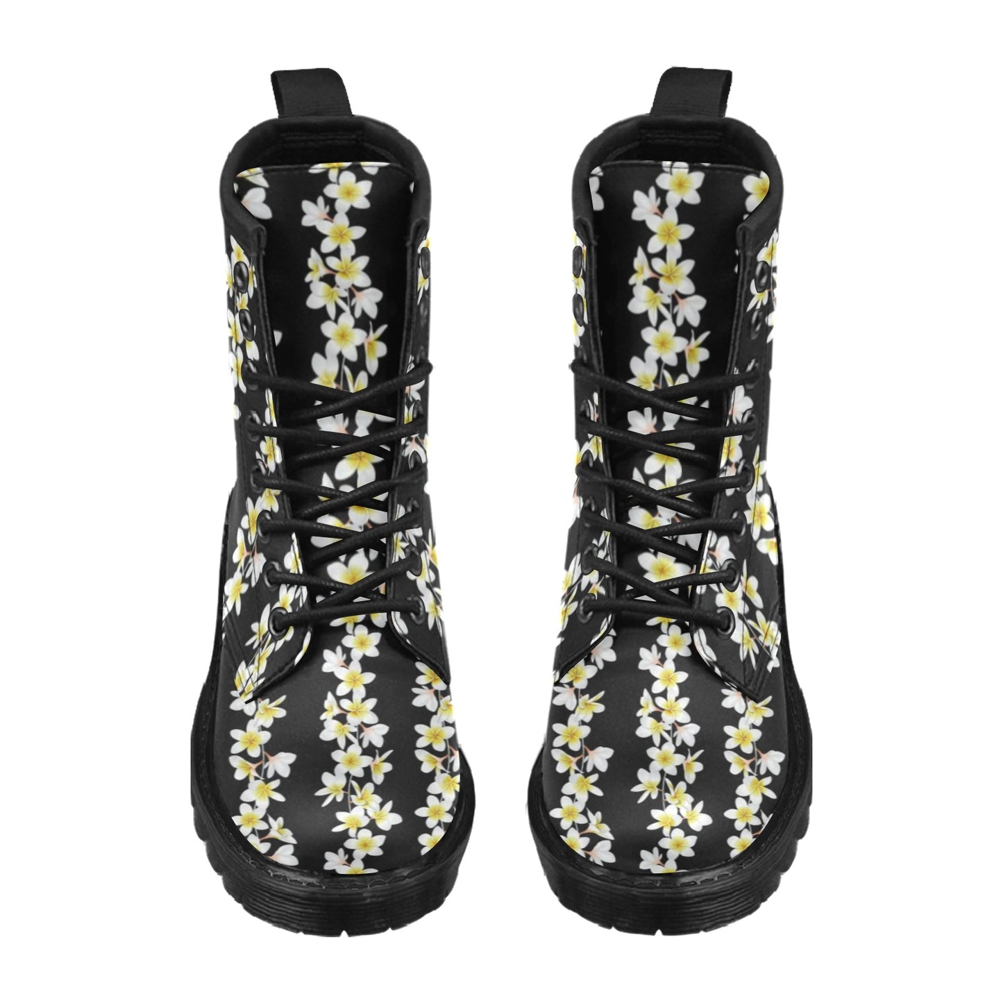 White Plumeria Pattern Print Design PM08 Women's Boots