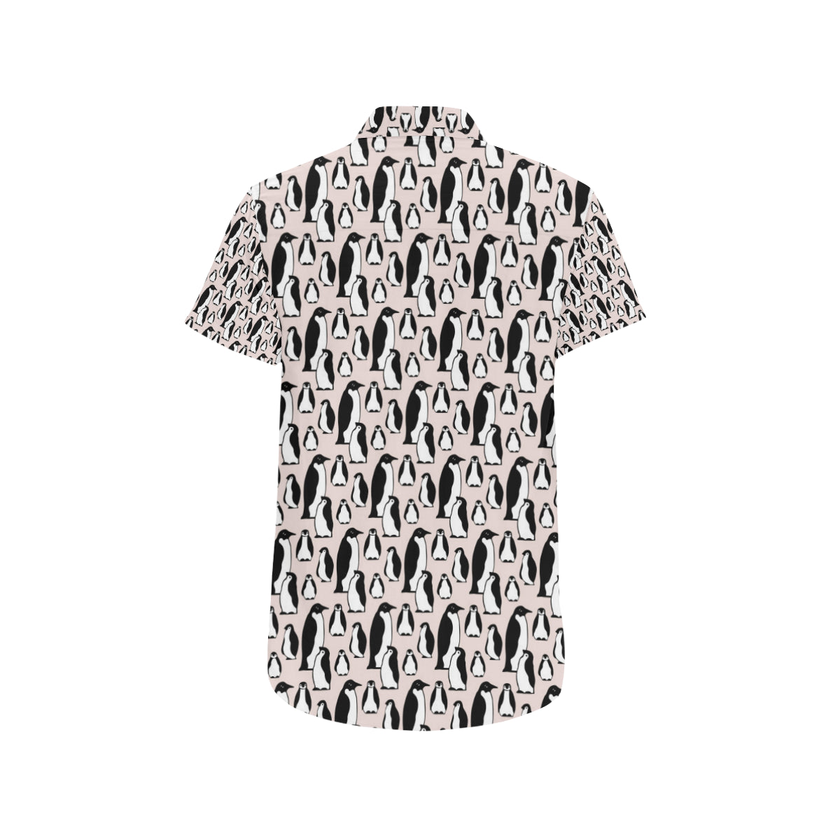 Penguin Themed Men's Short Sleeve Button Up Shirt
