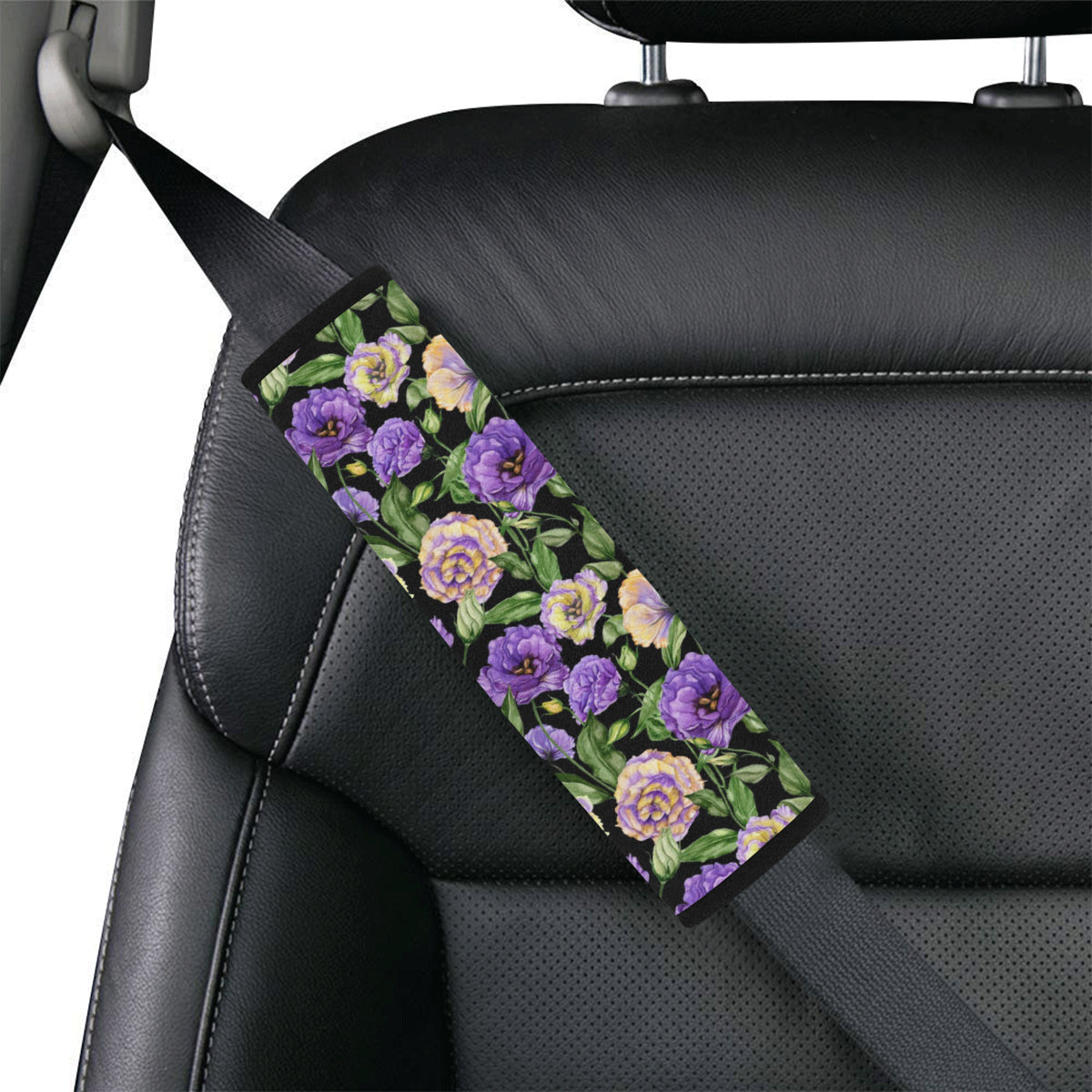 Lisianthus Pattern Print Design LT02 Car Seat Belt Cover