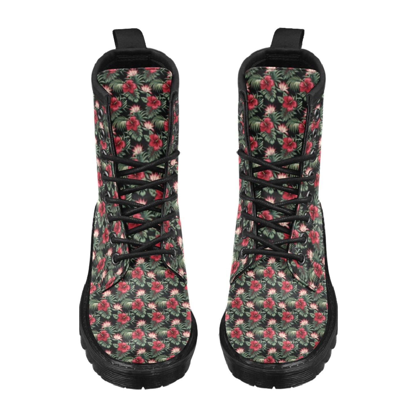 Flower Hawaiian Red Hibiscus Design Print Women's Boots