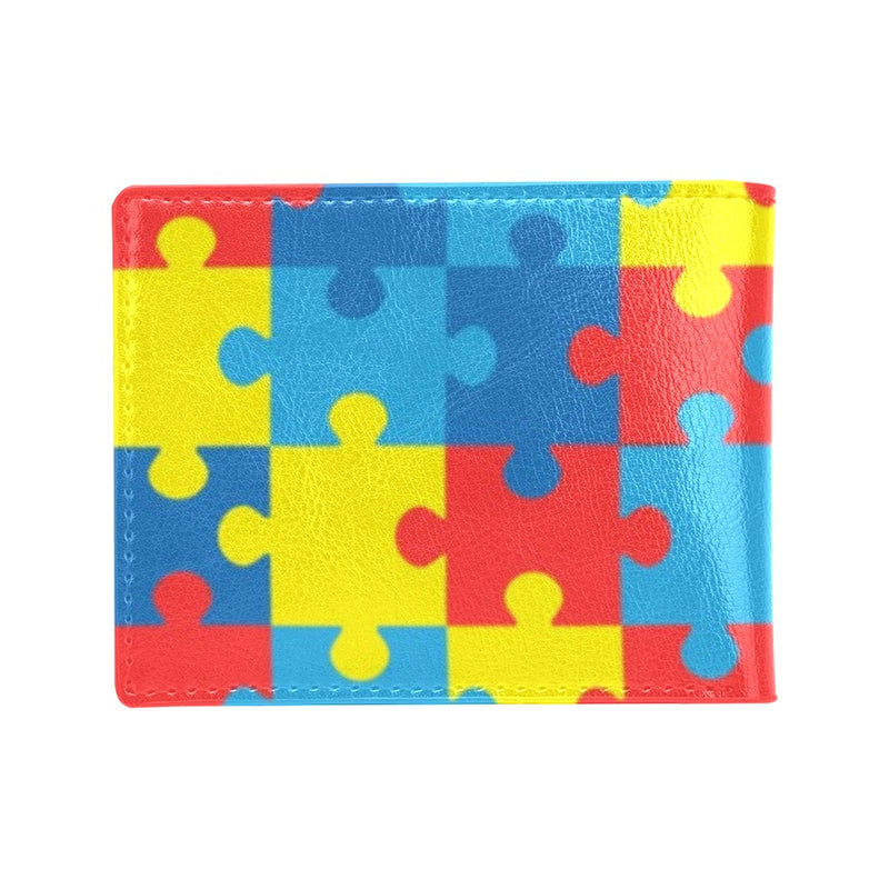 Autism Awareness Puzzles Design Print Men's ID Card Wallet