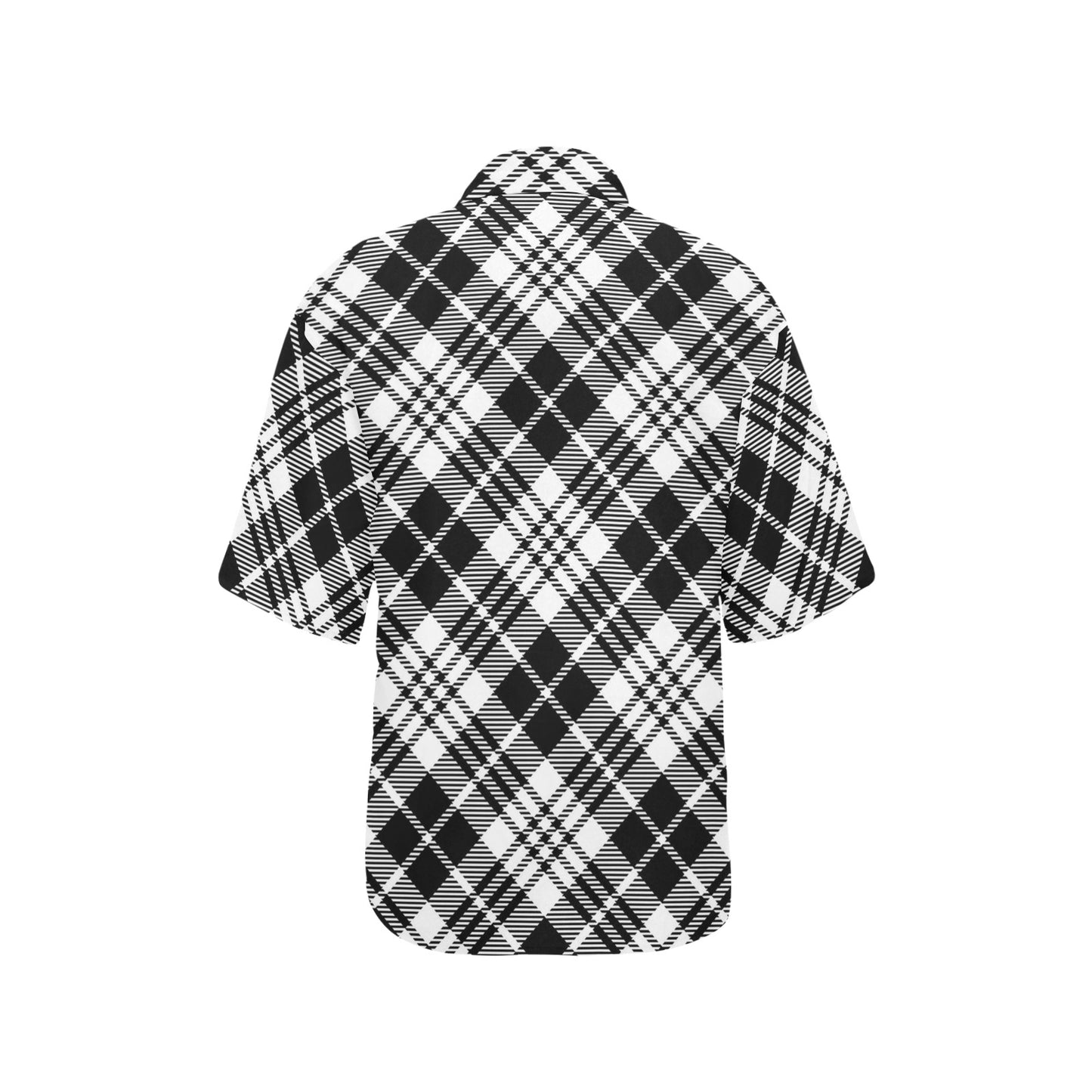 Plaid Black White Pattern Print Design A02 Women's Hawaiian Shirt