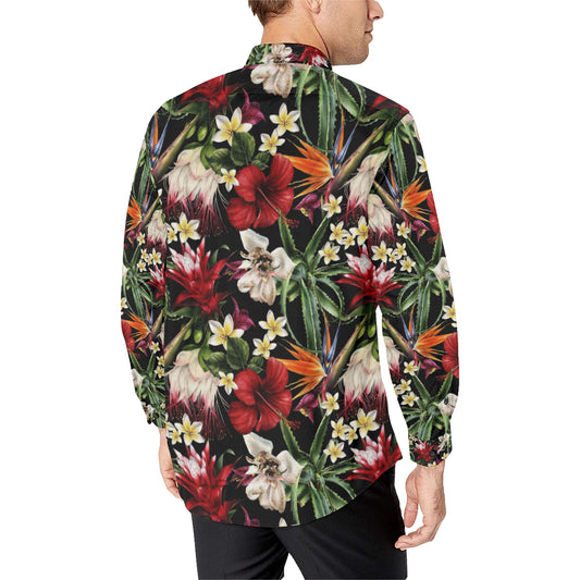Summer Floral Pattern Print Design SF03 Men's Long Sleeve Shirt
