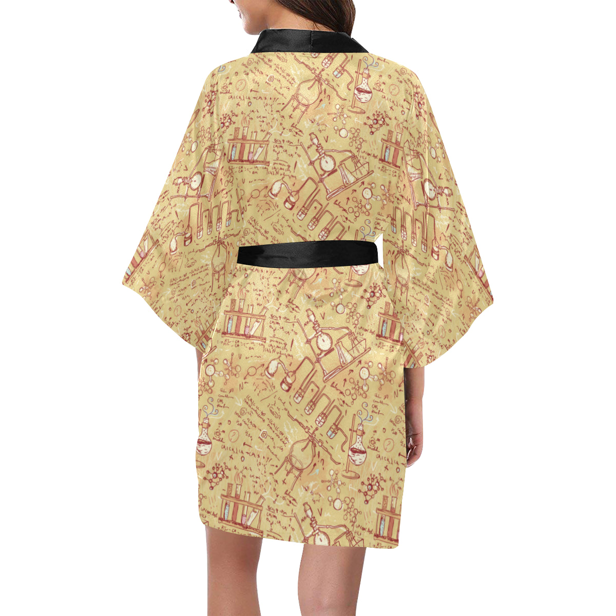 Chemical Pattern Print Design 01 Women's Short Kimono