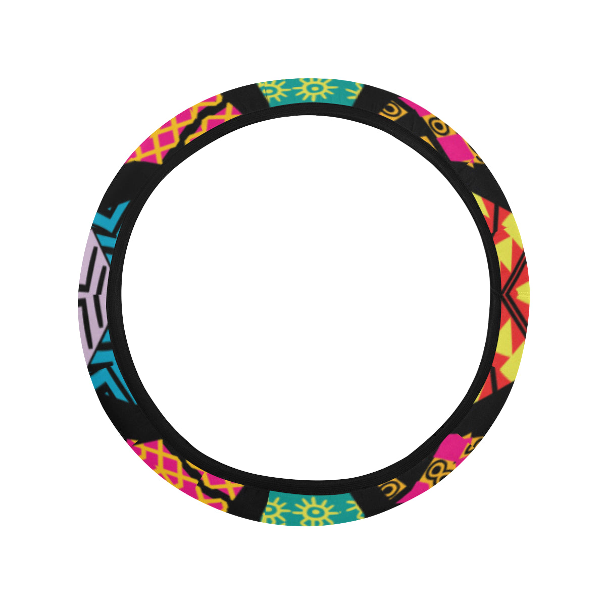 Kaleidoscope Pattern Print Design 05 Steering Wheel Cover with Elastic Edge