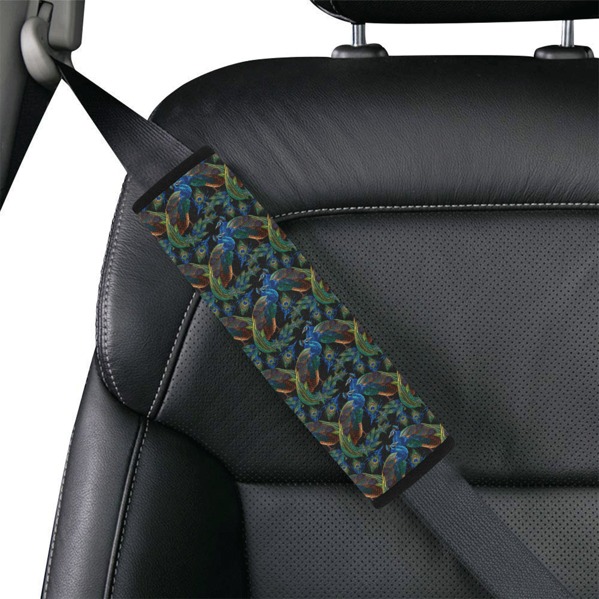 Peacock Themed Design Print Car Seat Belt Cover