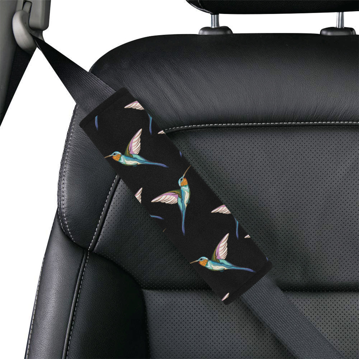 Hummingbird Pattern Print Design 06 Car Seat Belt Cover