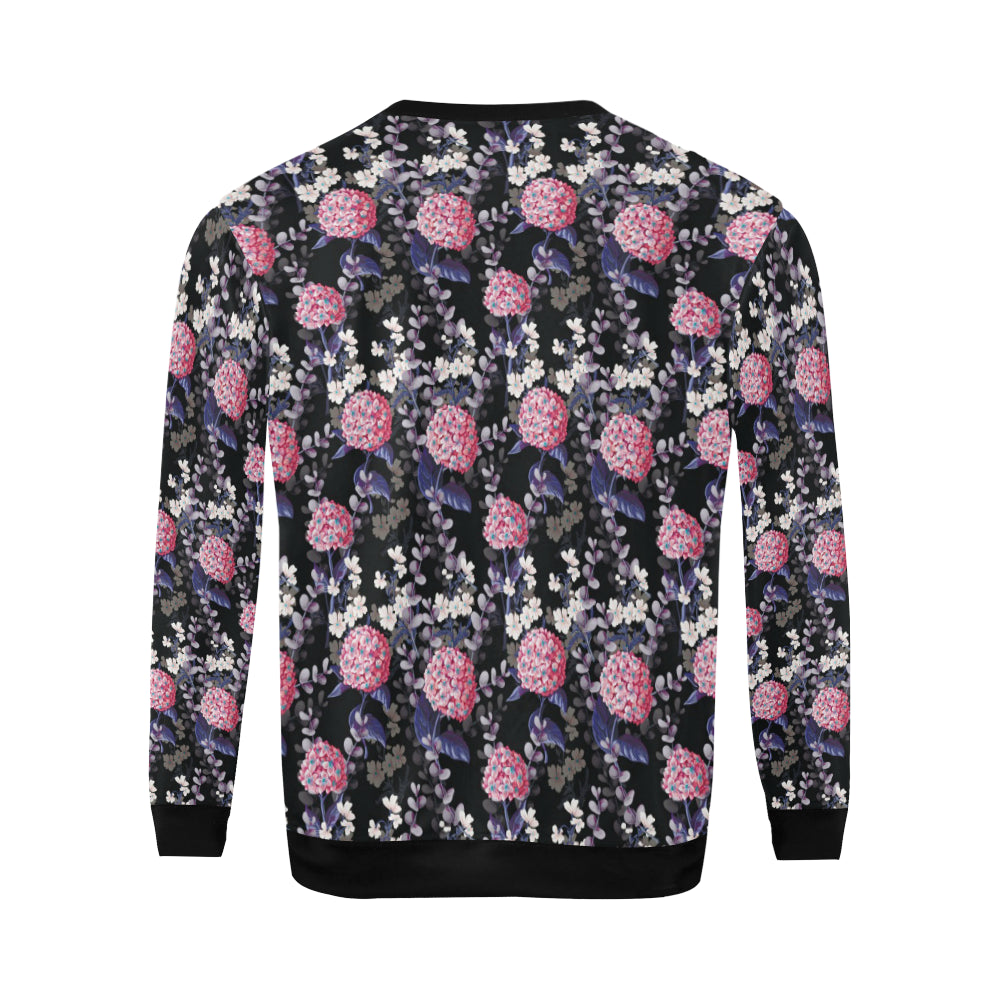 Hydrangea Pattern Print Design HD04 Men Long Sleeve Sweatshirt