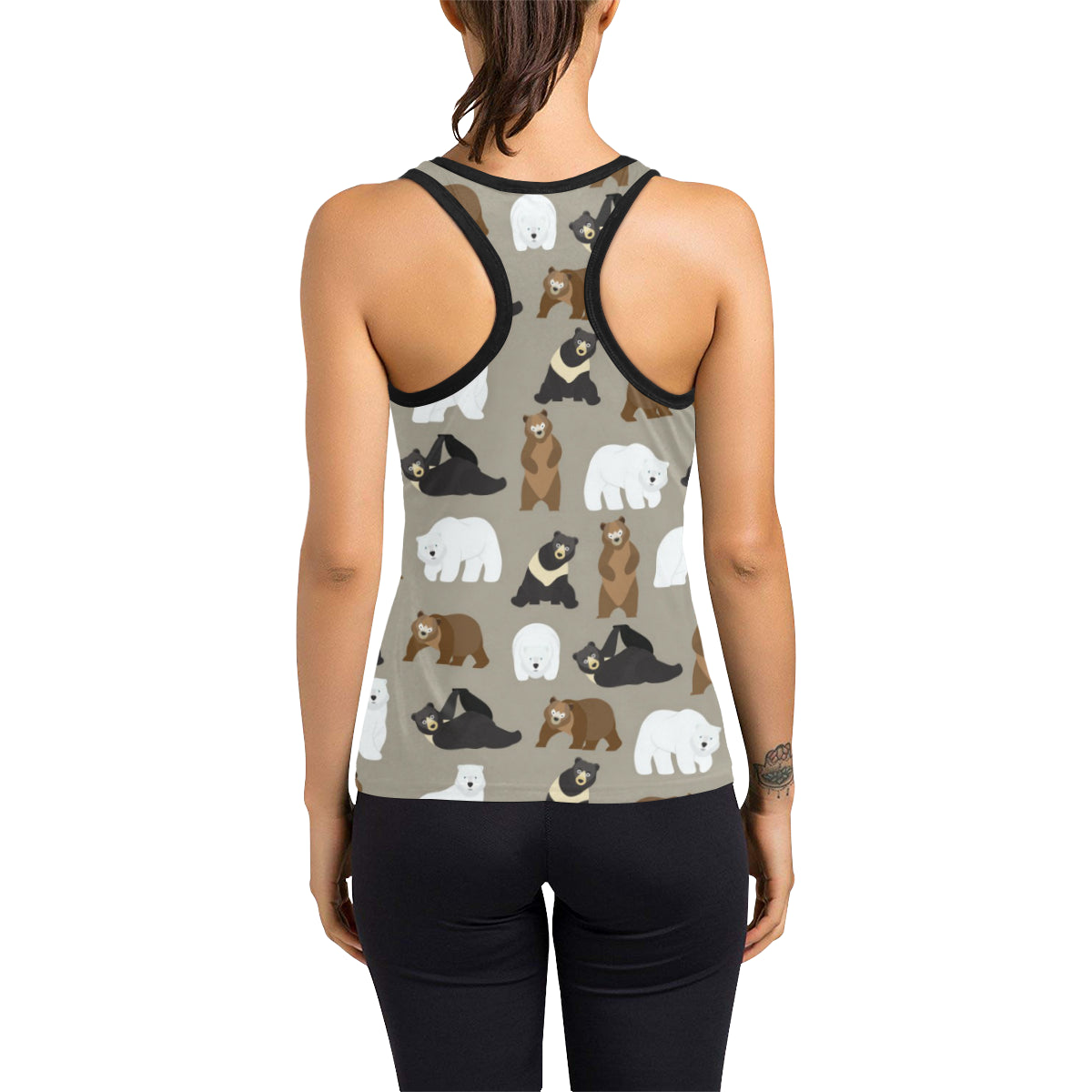 Bear Pattern Print Design BE03 Women's Racerback Tank Top
