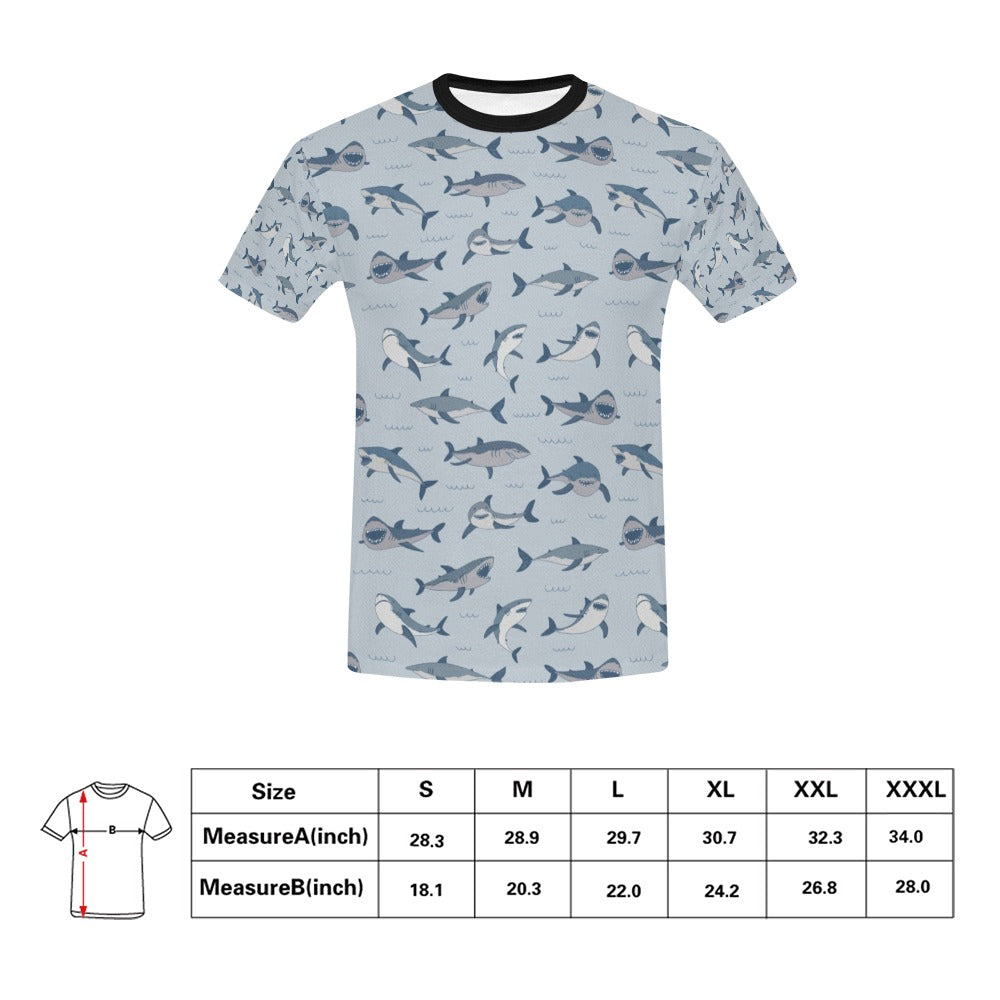Shark Print Design LKS304 Men's All Over Print T-shirt
