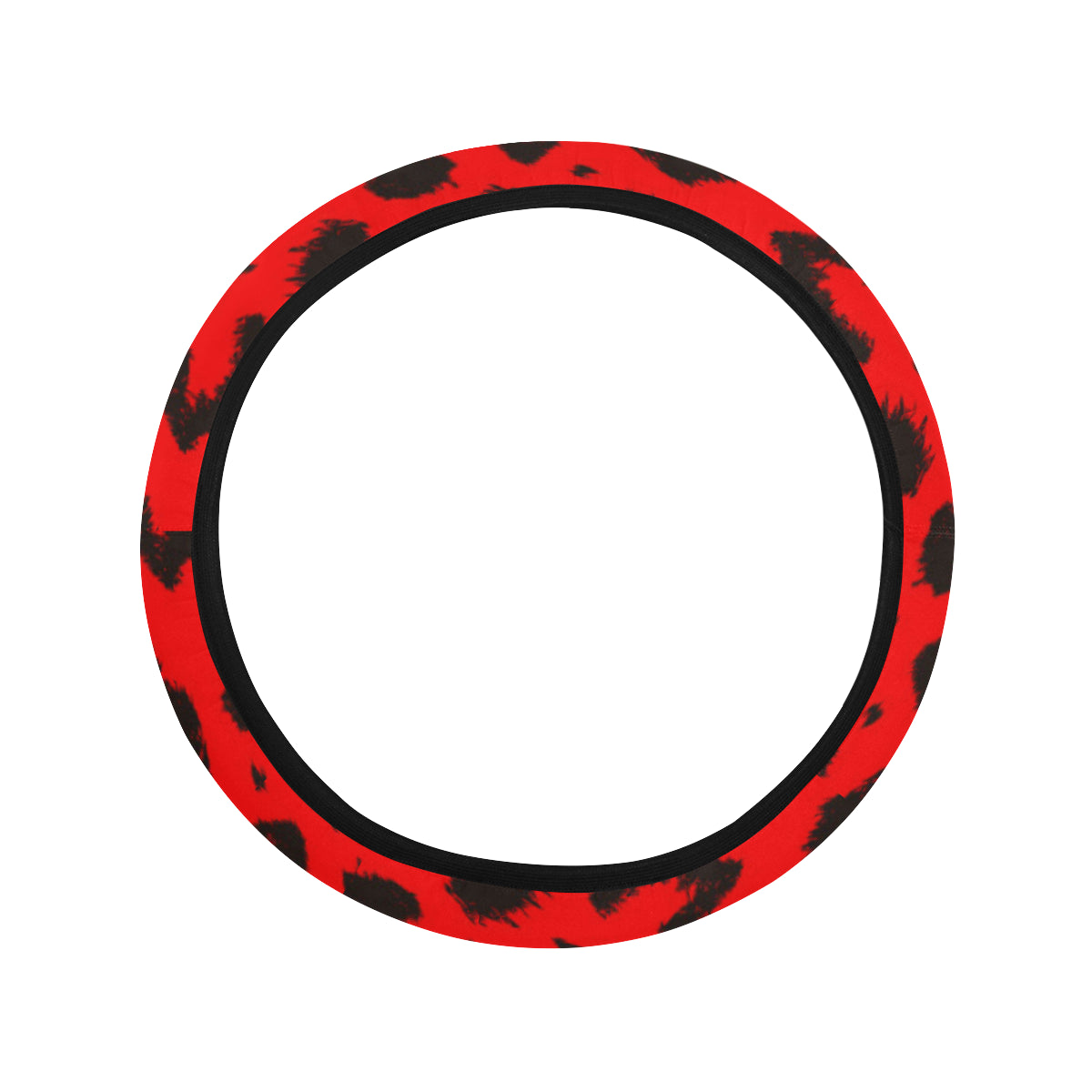 Leopard Red Skin Print Steering Wheel Cover with Elastic Edge