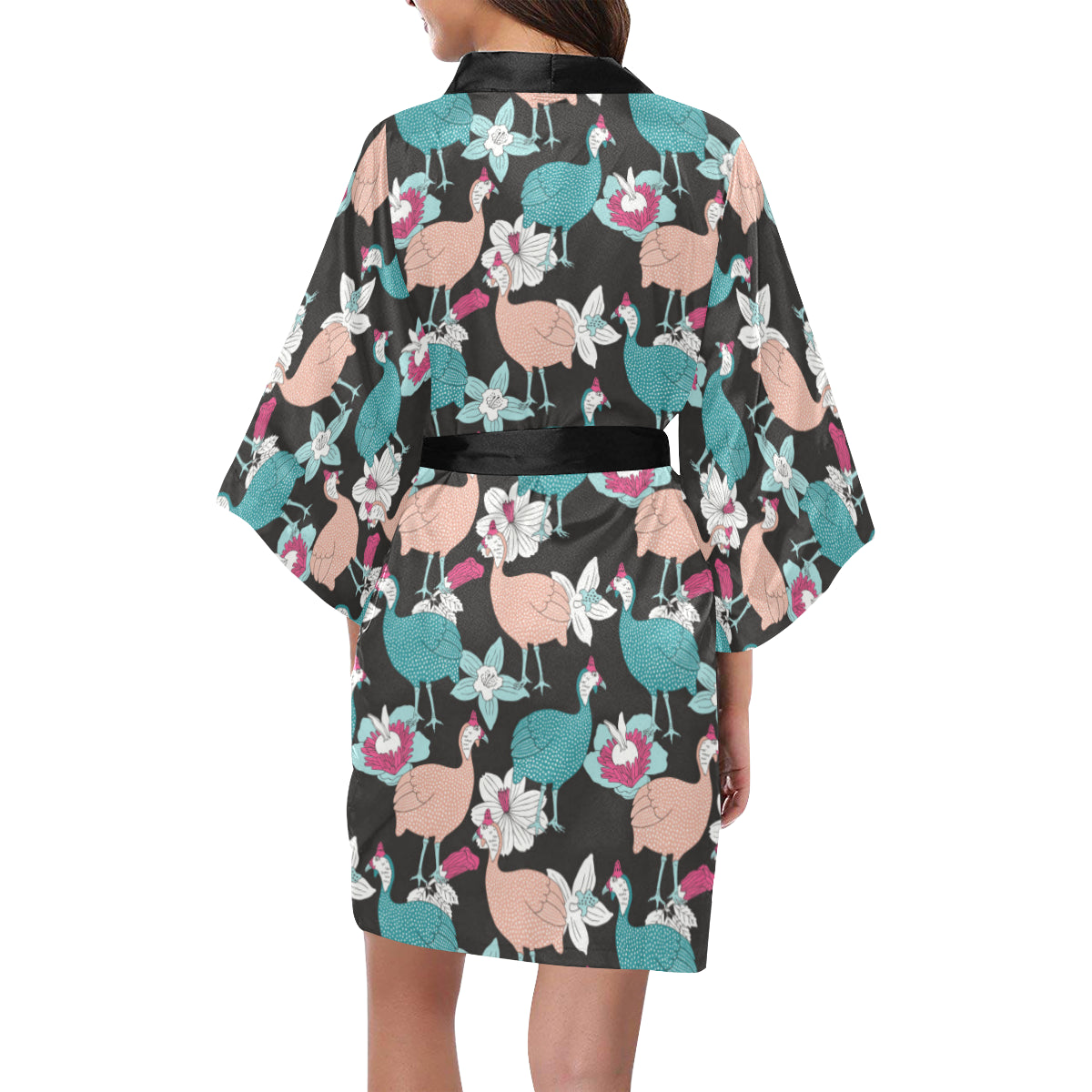 Guinea Fowl Pattern Print Design 03 Women's Short Kimono