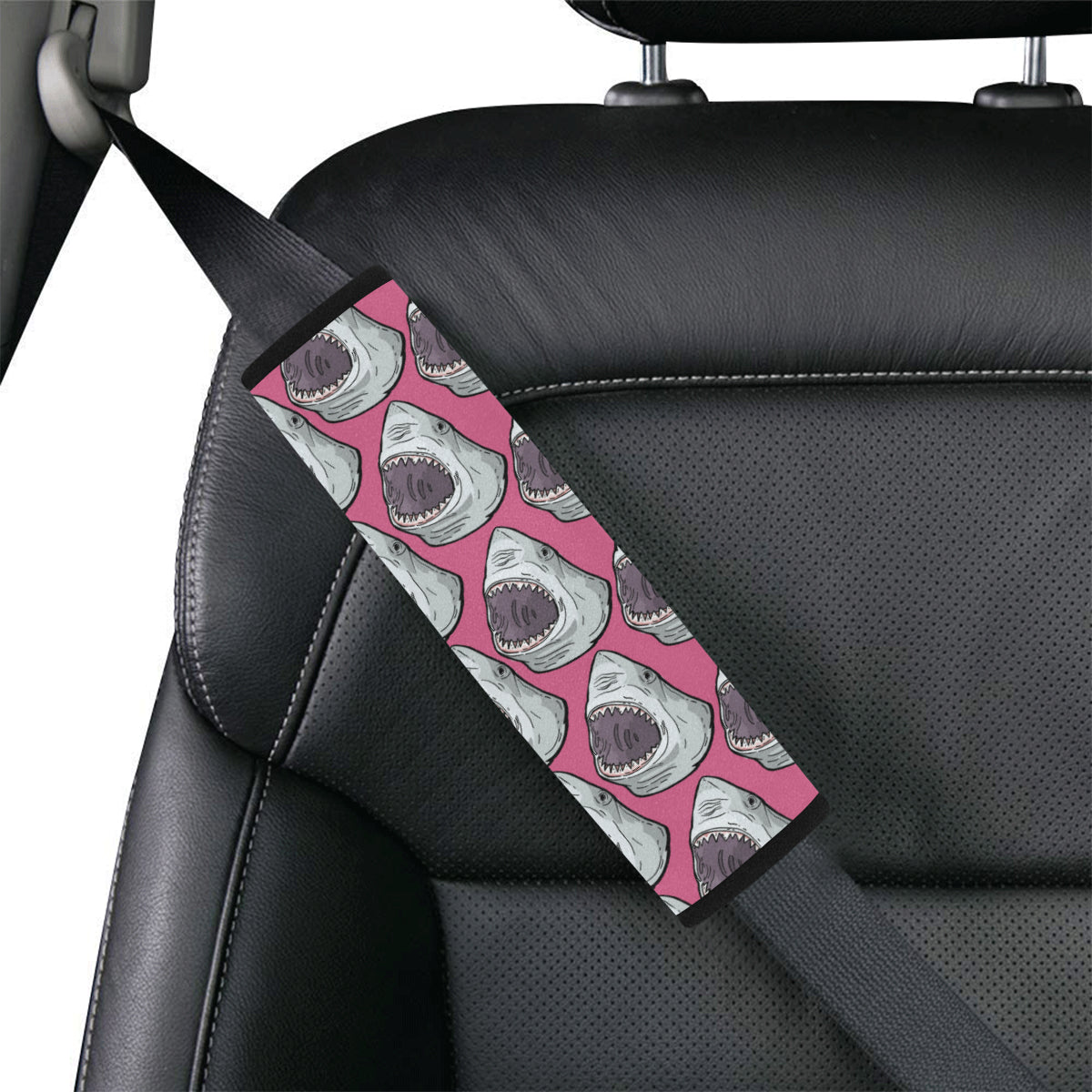 Great White Shark Pattern Print Design 01 Car Seat Belt Cover