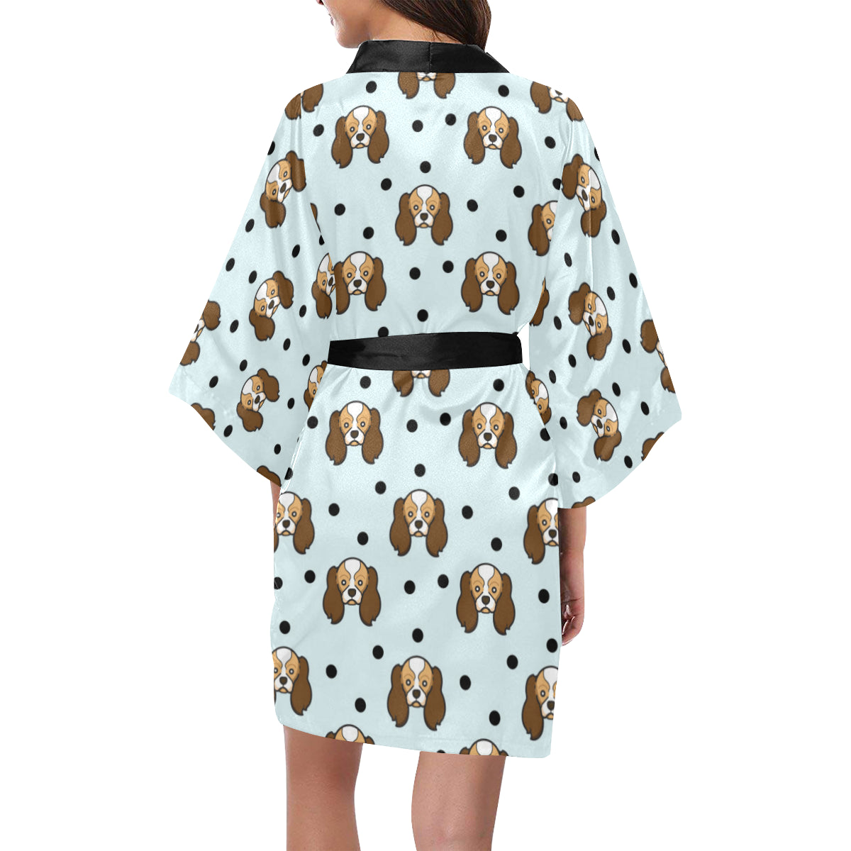 Cavalier King Charles Spaniels Pattern Print Desig Women's Short Kimono