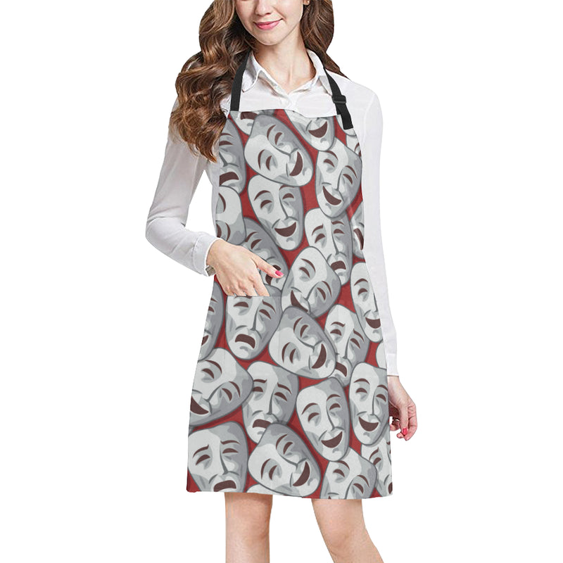 Acting Mask Pattern Print Design 01 Apron with Pocket
