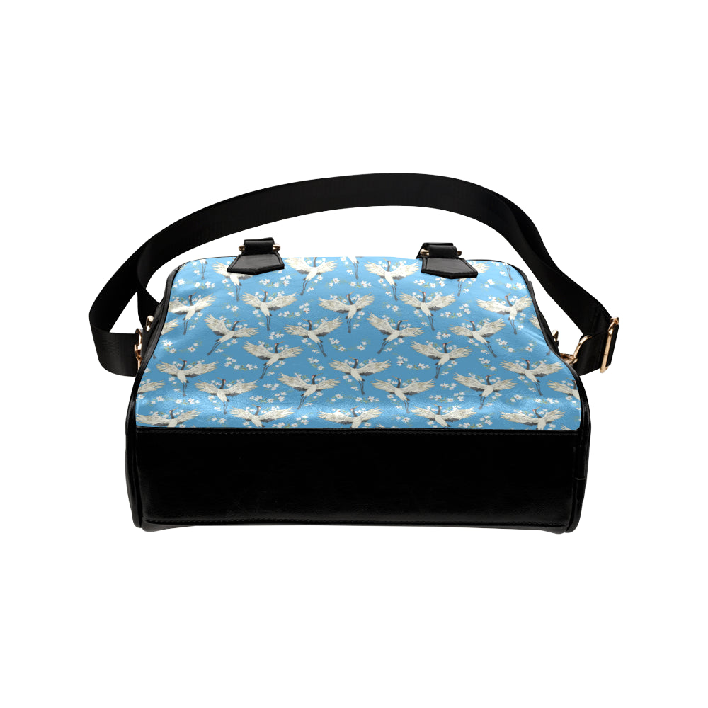 Crane Pattern Print Design 03 Shoulder Handbag