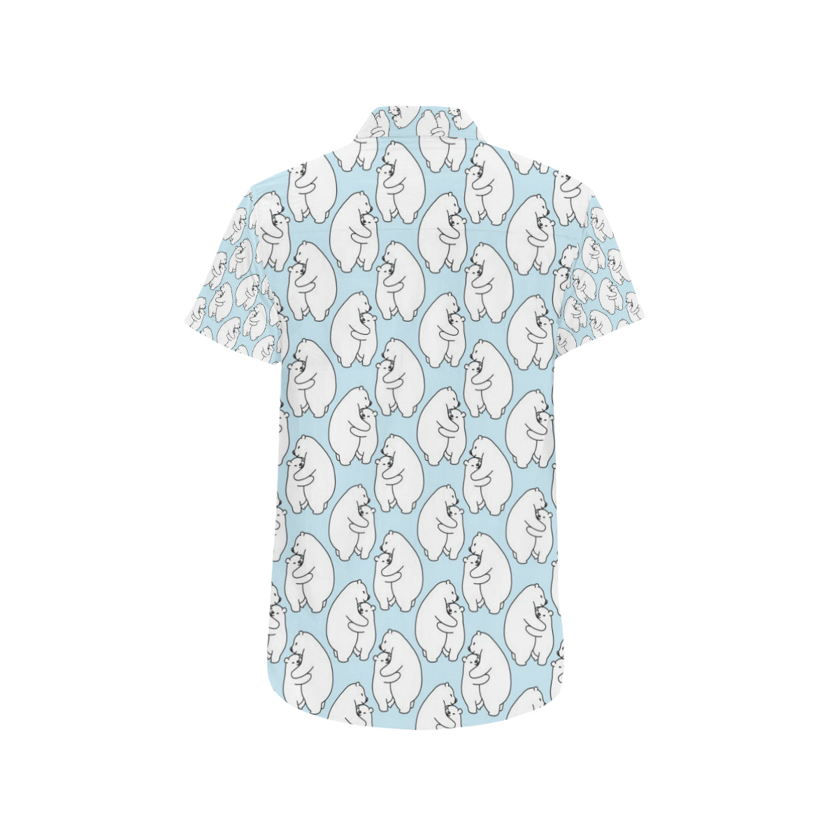 Polar Bear Pattern Print Design PB08 Men's Short Sleeve Button Up Shirt