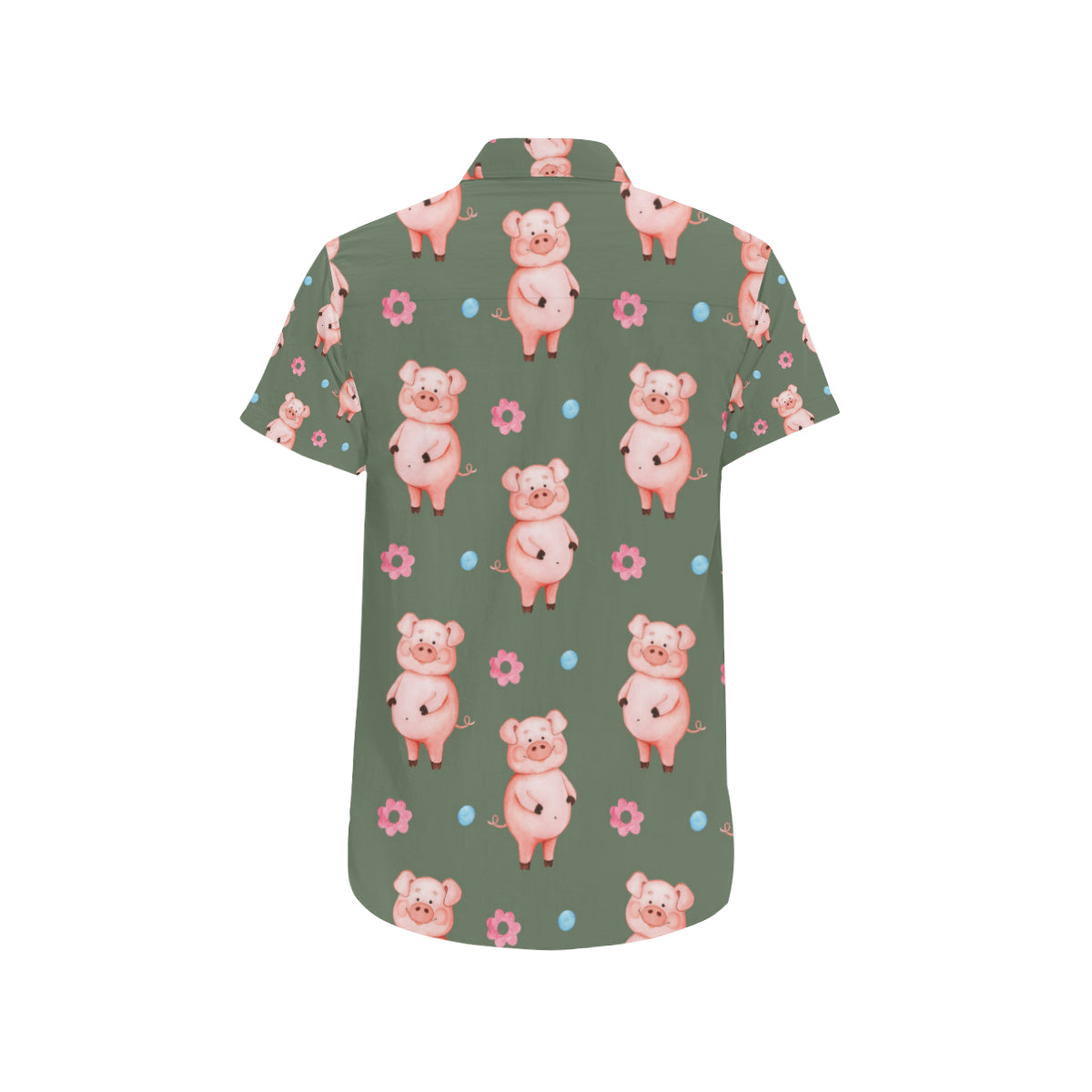Pig Pattern Print Design 03 Men's Short Sleeve Button Up Shirt