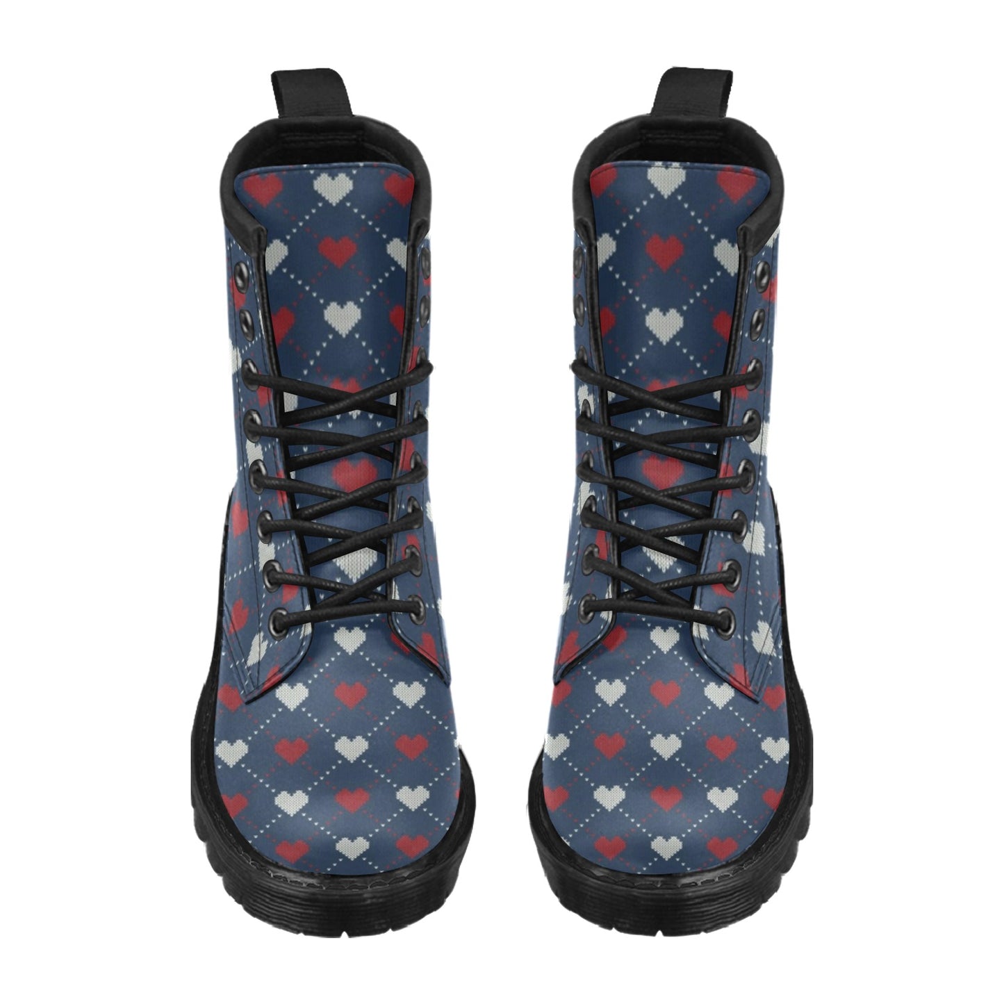 Heart Knit Pattern Print Design HE05 Women's Boots