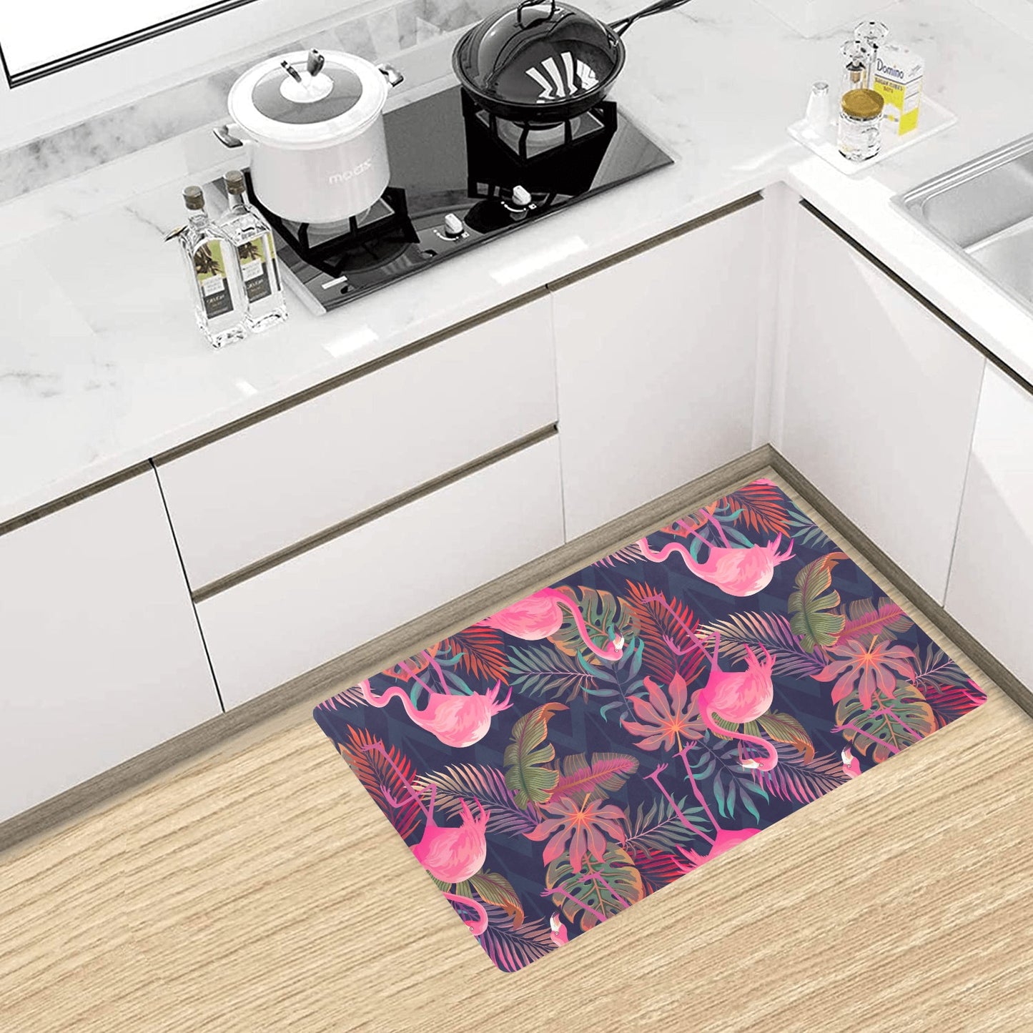 Flamingo Tropical Pattern Kitchen Mat