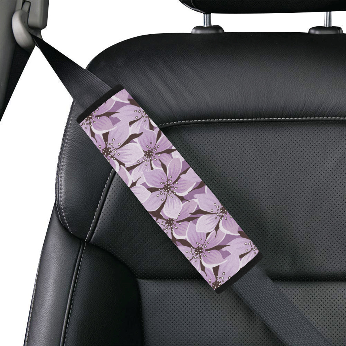 Lilac Pattern Print Design 01 Car Seat Belt Cover