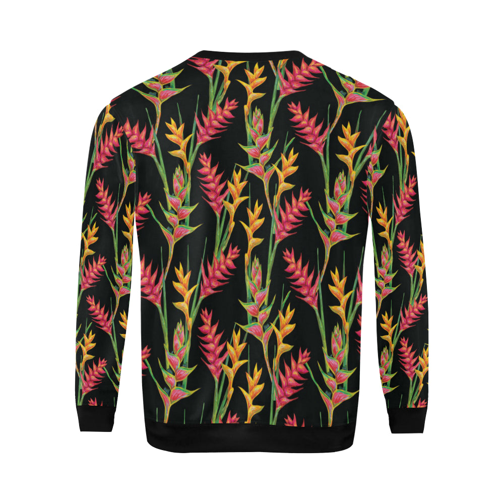 Heliconia Pattern Print Design HL01 Men Long Sleeve Sweatshirt