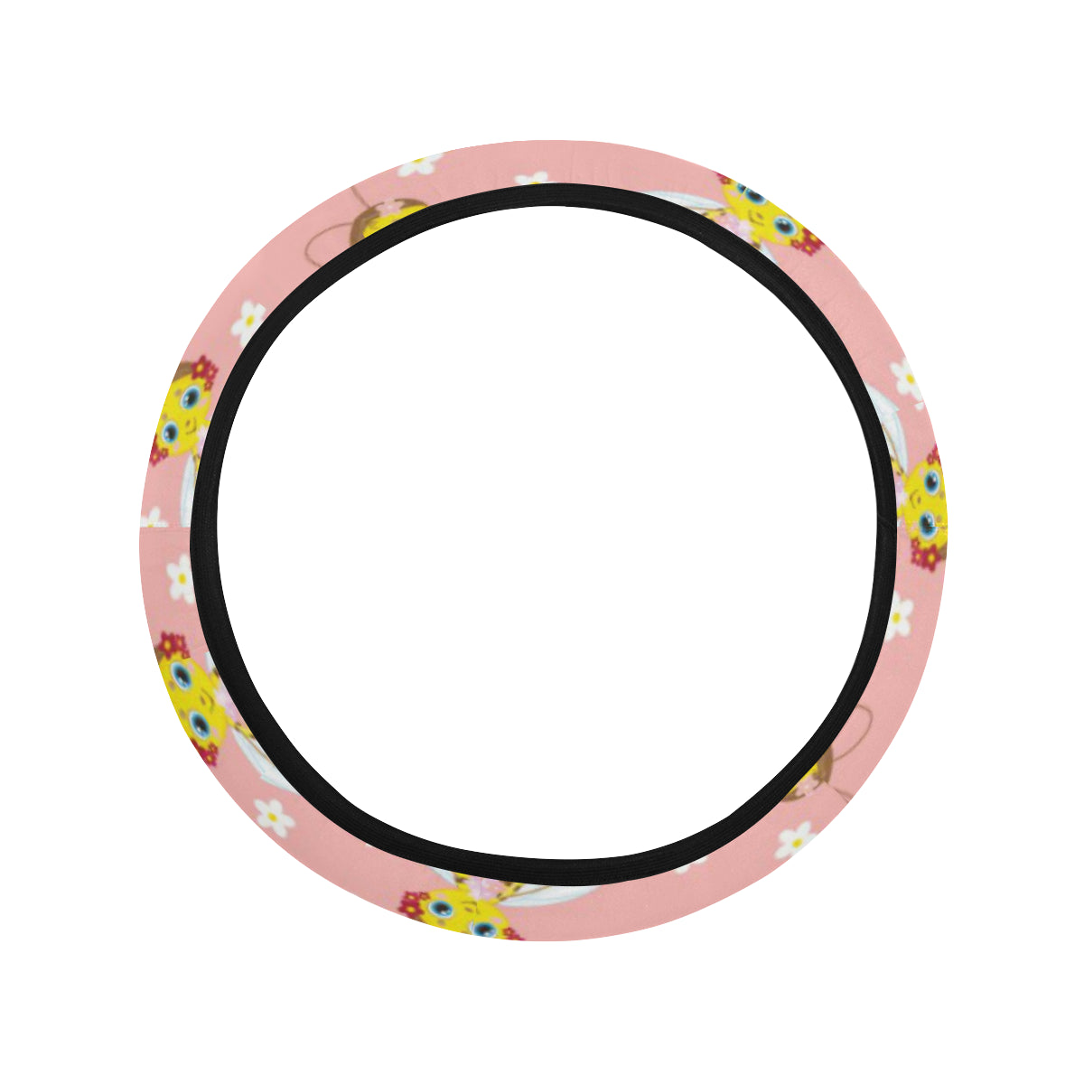 Bee Pattern Print Design BEE07 Steering Wheel Cover with Elastic Edge
