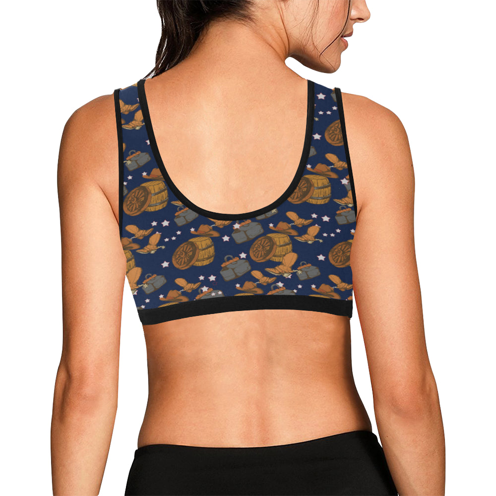 Cowboy Pattern Print Design 03 Sports Bra