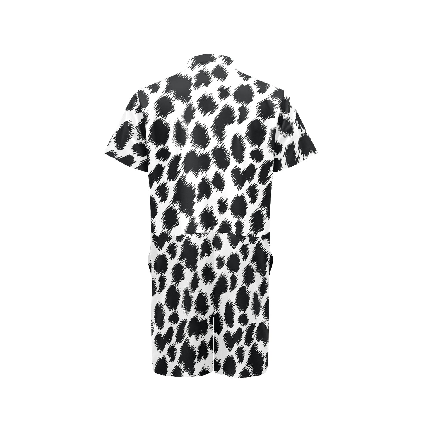 Cheetah Black Print Pattern Men's Romper