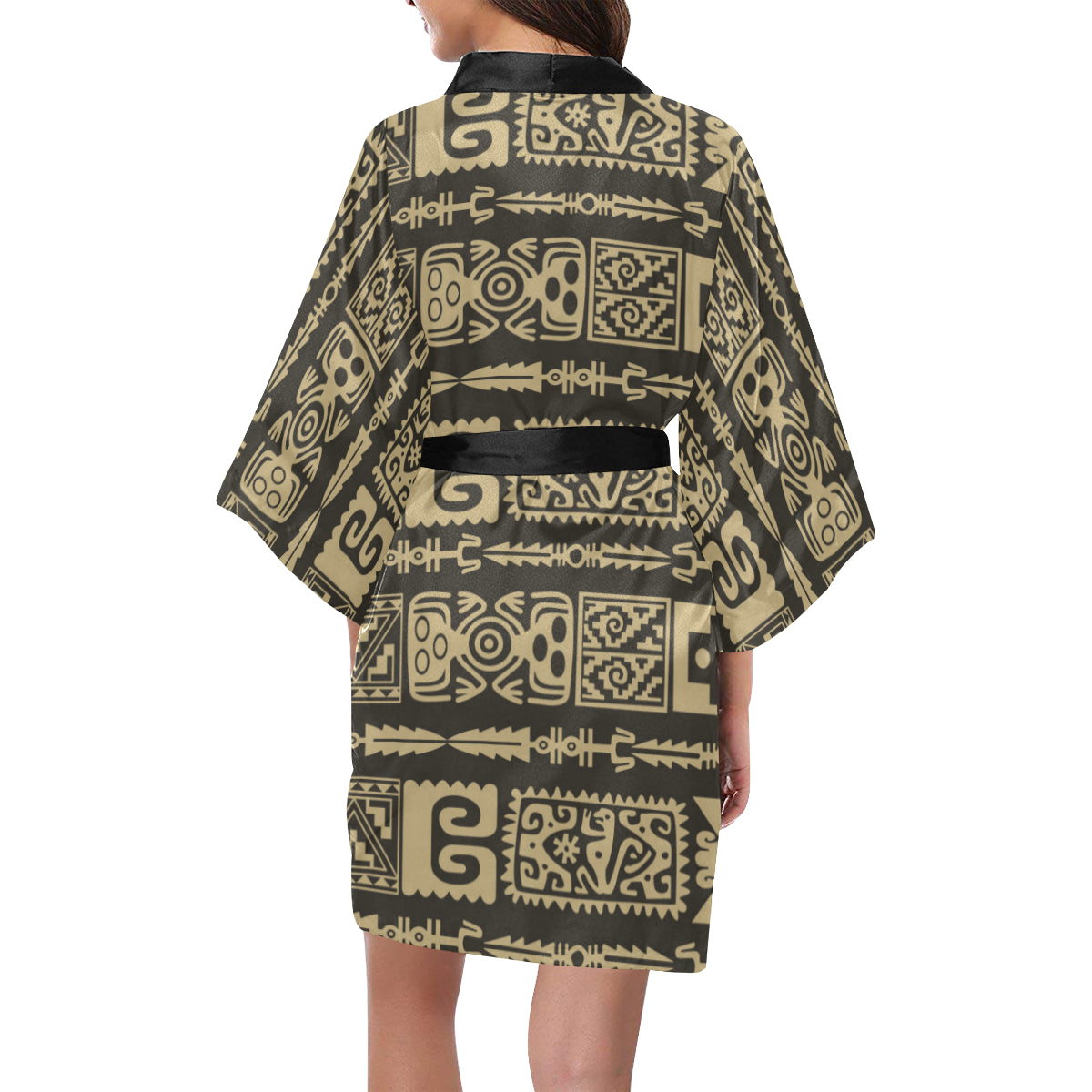 Mayan Pattern Print Design 03 Women's Short Kimono