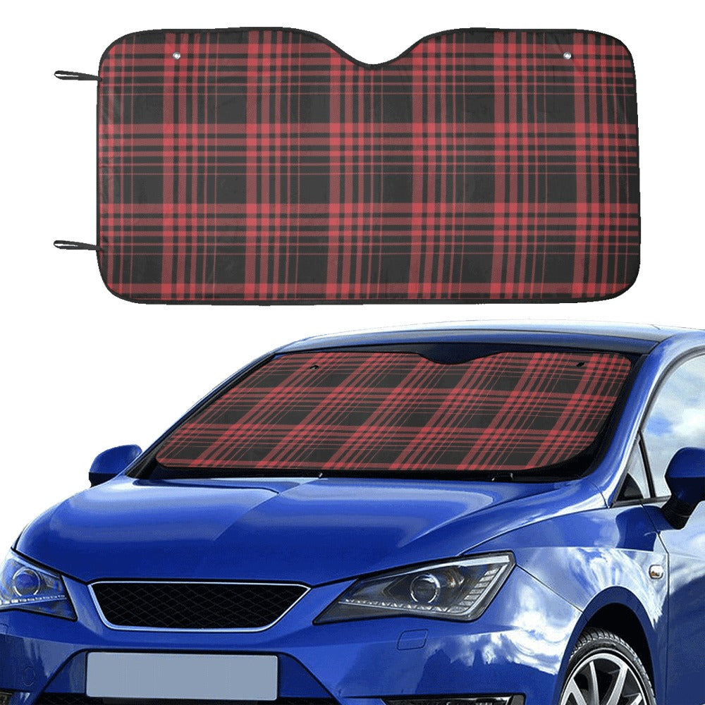 Tartan Red Black Print Design LKS303 Car front Windshield Sun Shade