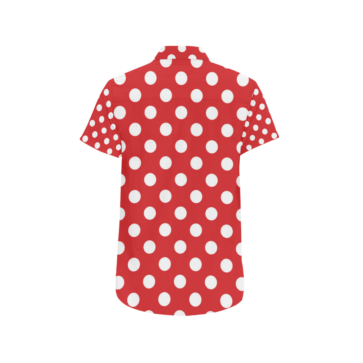 Polka Dot Red Pattern Print Design 04 Men's Short Sleeve Button Up Shirt