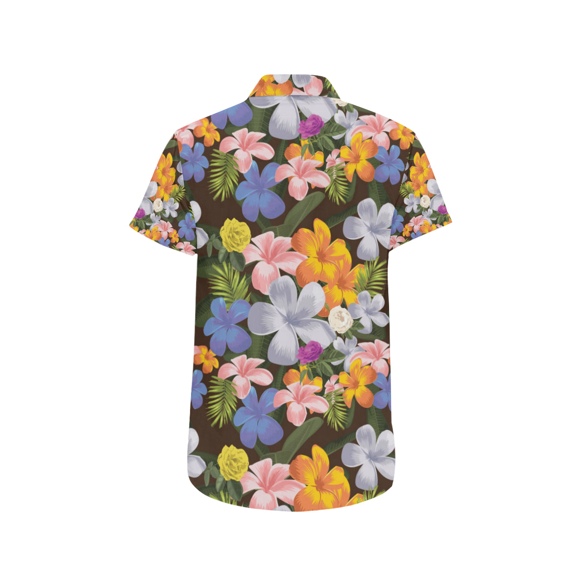 Plumeria Pattern Print Design PM03 Men's Short Sleeve Button Up Shirt