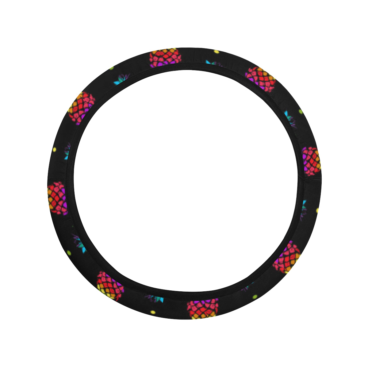 Pineapple Rainbow Dot Print Steering Wheel Cover with Elastic Edge