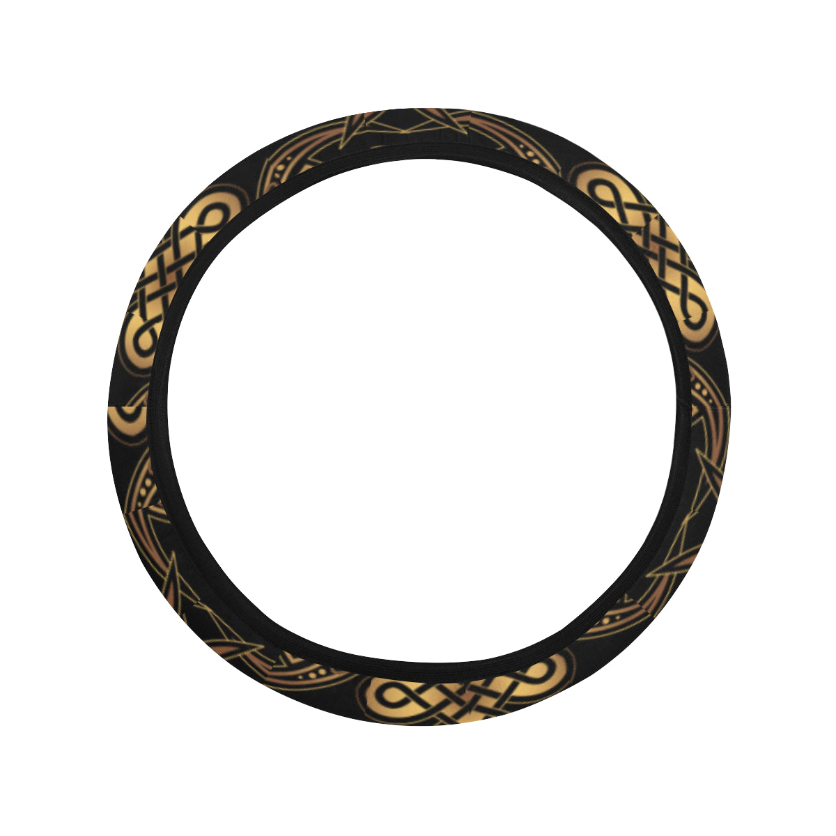 Celtic Knot Gold Design Steering Wheel Cover with Elastic Edge