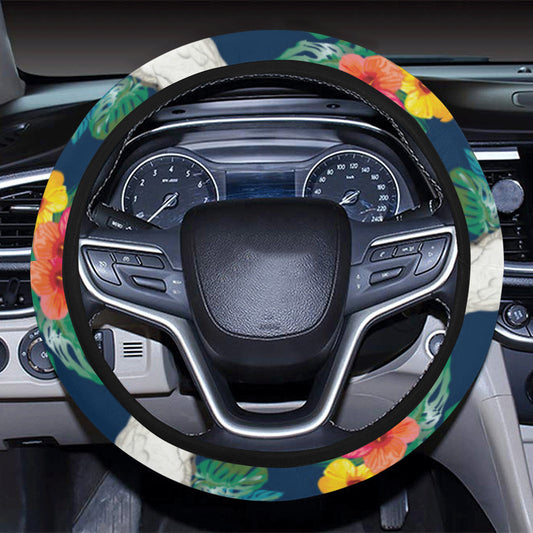 Cockatoo Tropical Pattern Print Design 02 Steering Wheel Cover with Elastic Edge