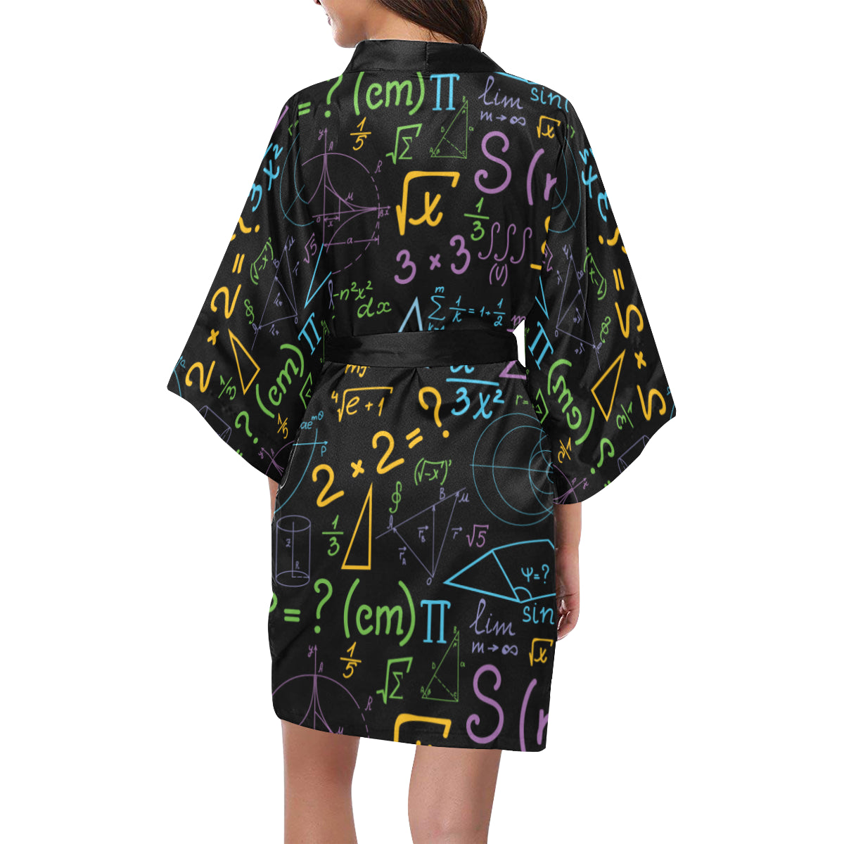 Math Pattern Print Design 03 Women's Short Kimono