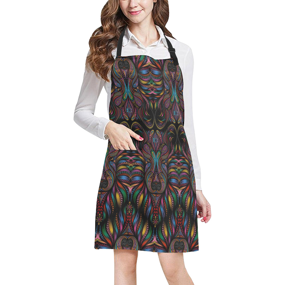 Colorful Art Wolf Apron with Pocket