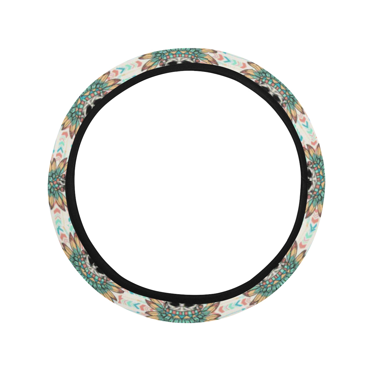 Boho Pattern Print Design 04 Steering Wheel Cover with Elastic Edge