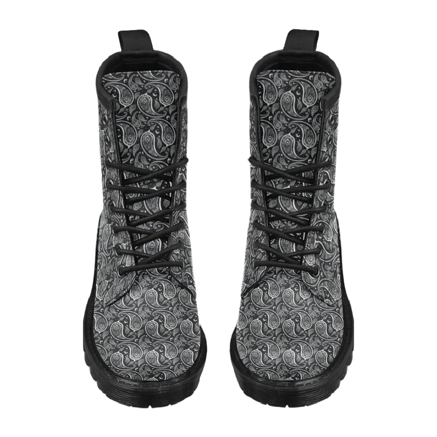 Paisley Black Design Print Women's Boots