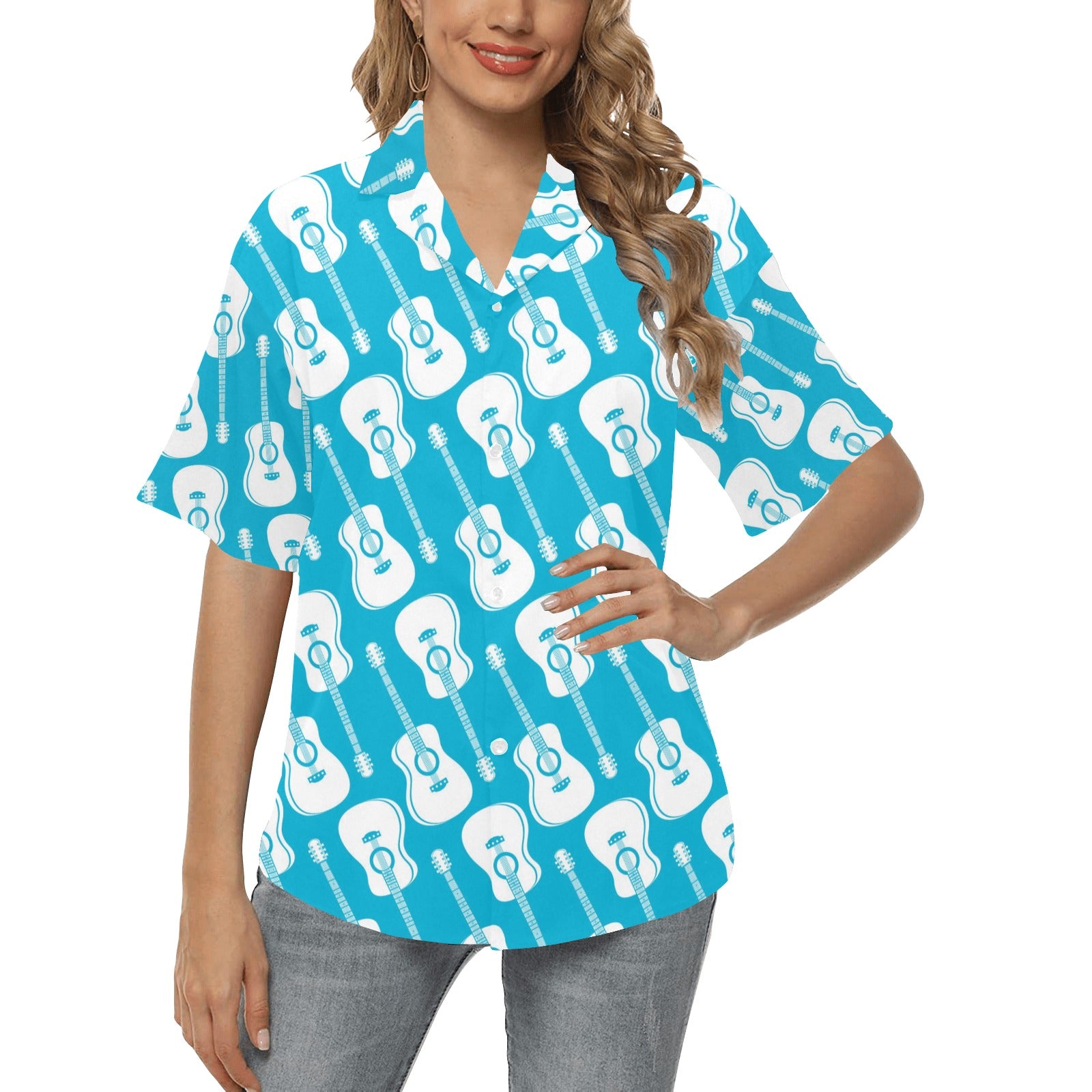Acoustic Guitar Print Design LKS404 Women's Hawaiian Shirt