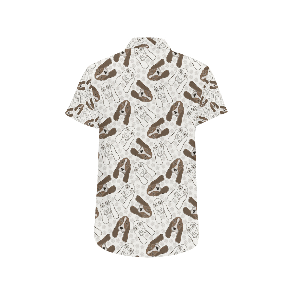 Basset Hound Pattern Print Design 01 Men's Short Sleeve Button Up Shirt