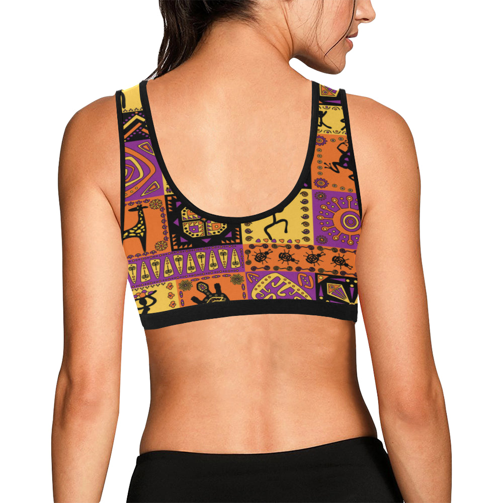 African Pattern Print Design 02 Sports Bra