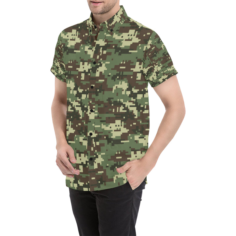 ACU Digital Army Camouflage Men's Short Sleeve Button Up Shirt