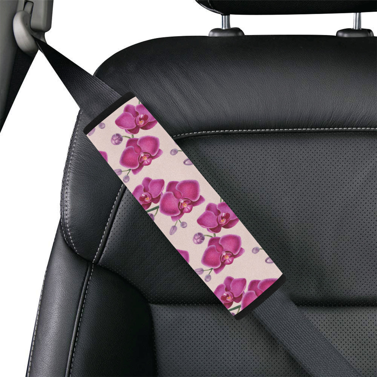 Orchid Pattern Print Design A02 Car Seat Belt Cover